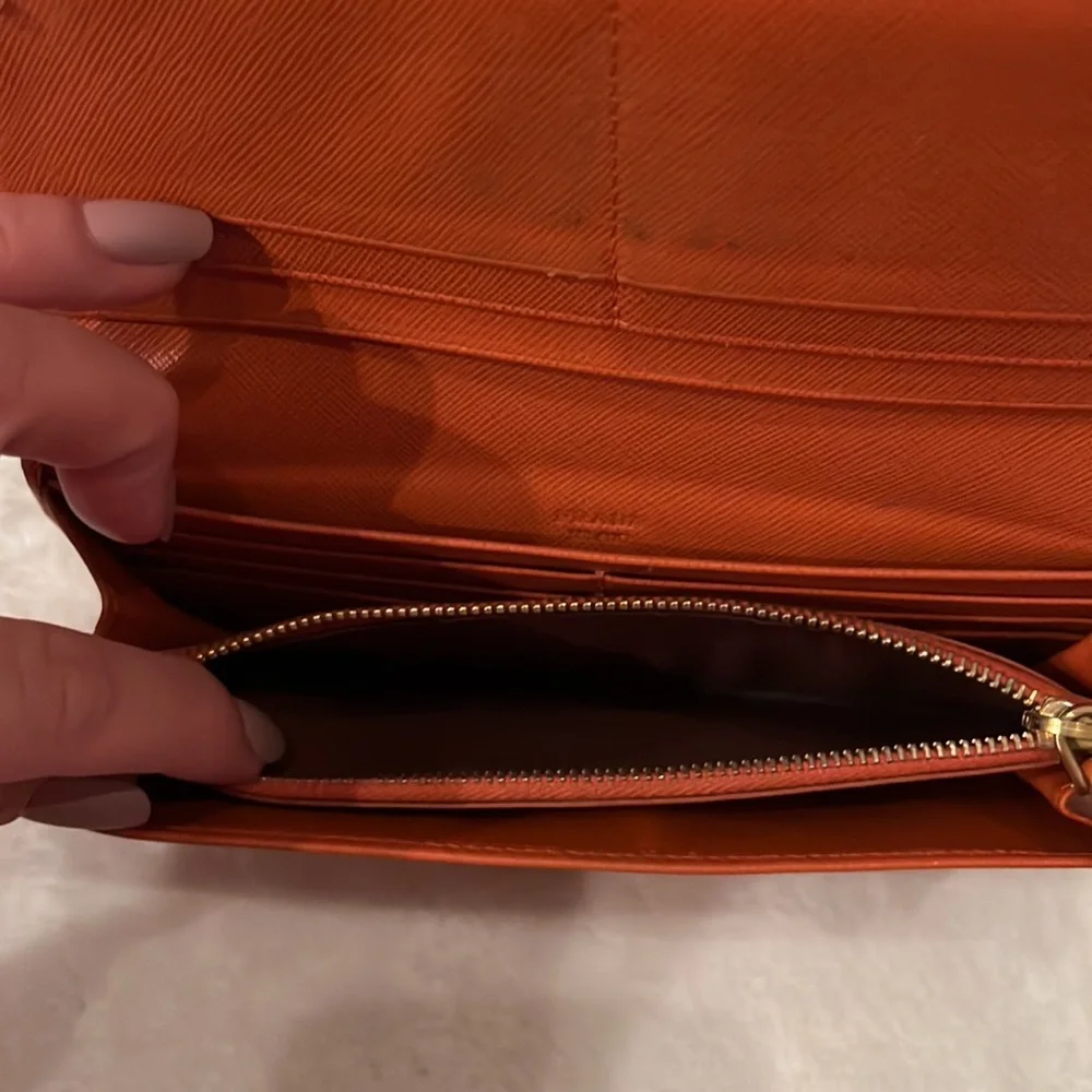 Authentic Orange Prada Wallet - Picture 7 of 16